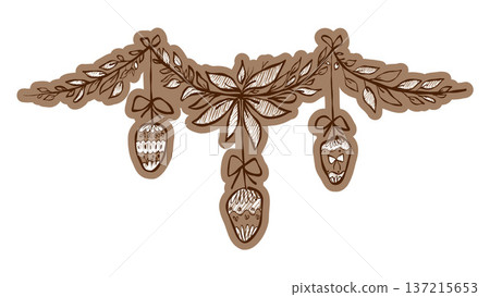 Easter Egg Garland clipart in crayon and chalk style with hanging bunting decoration Easter Egg Garland clipart in crayon and chalk style with hanging bunting decoration 137215653