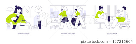 Fitness club isolated cartoon vector illustrations se Fitness club isolated cartoon vector illustrations se 137215664