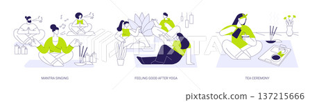 Yoga practice isolated cartoon vector illustrations se 137215666