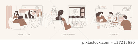 Digital art isolated cartoon vector illustrations se 137215680