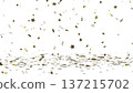 Luxury themed event decorations with shimmering metallic accents and falling confetti 137215702