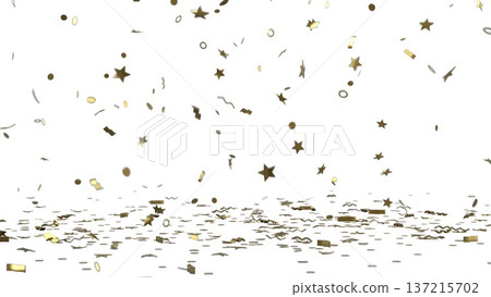 Luxury themed event decorations with shimmering metallic accents and falling confetti Luxury themed event decorations with shimmering metallic accents and falling confetti 137215702