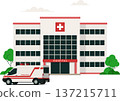 Hospital building with ambulance illustration 137215711