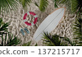 Tropical Green Leaves Frame on Wooden Background in Seamless Loop Animation 137215717