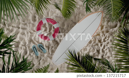 Tropical Green Leaves Frame on Wooden Background in Seamless Loop Animation Tropical Green Leaves Frame on Wooden Background in Seamless Loop Animation 137215717