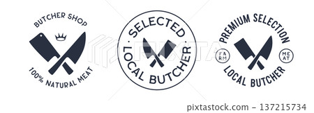 Premium butcher shop and meat label collection for retail branding 137215734