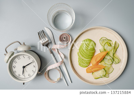 Creative flat lay with diet concept 137215884
