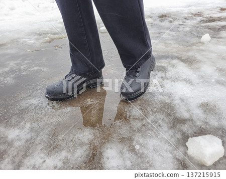 Protection of shoes from getting wet and dirt is a concept. Protection of shoes from getting wet and dirt is a concept. 137215915