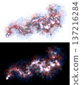 Colorful cosmic nebula swirl with transparent background highlighting luminous red blue and white gaseous clouds in dynamic celestial formation 137216284