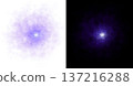 Glowing purple smoke explosion or energy burst with soft particles on transparent background, abstract cosmic or magic effect 137216288