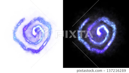 Glowing blue spiral trail with smoke and particles on transparent background, abstract energy vortex or magical cosmic swirl Glowing blue spiral trail with smoke and particles on transparent background, abstract energy vortex or magical cosmic swirl 137216289
