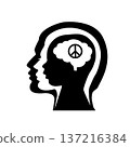 People head profile silhouette with peace 137216384
