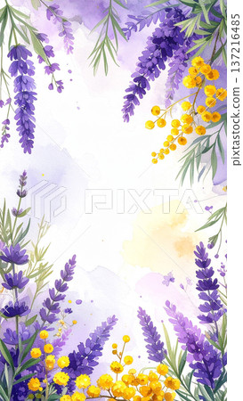 薰衣草與含羞草花卉設計 137216485