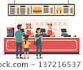 People ordering food in fast food restaurant counter 137216537