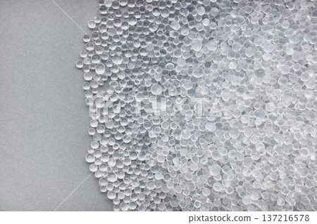Close up photo of silica gel beads, space for text. 137216578