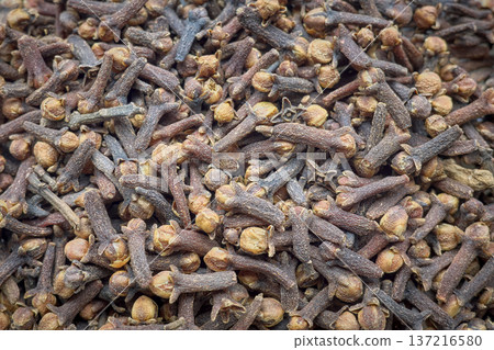 Closeup photo of whole cloves, selective focus. Closeup photo of whole cloves, selective focus. 137216580