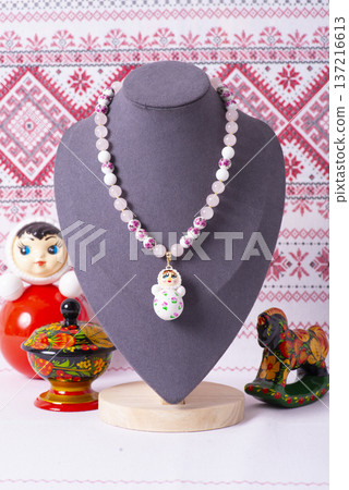 Russian symbols matryoshka, balalaika, rubles cash and flag of russian federation on wooden background. Russian symbols matryoshka, balalaika, rubles cash and flag of russian federation on wooden background. 137216613