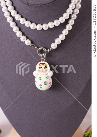 Russian symbols matryoshka, balalaika, rubles cash and flag of russian federation on wooden background. Russian symbols matryoshka, balalaika, rubles cash and flag of russian federation on wooden background. 137216619