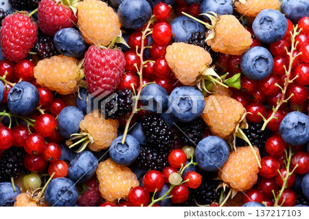Close up texture of colorful berry assortment 137217103