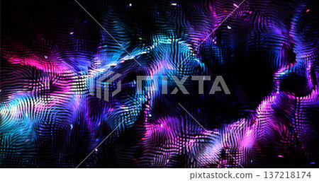 Colorful abstract texture created with Gradient flow and 3D structure imitate the movement of liquid or wind. Vibrant colors, volumetric waves and digital noise create a sense of depth and dynamics 137218174