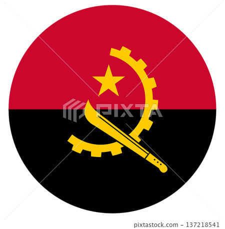 Round flag of Angola isolated in circle shape. Round flag of Angola isolated in circle shape. 137218541