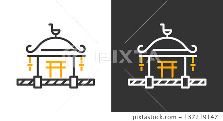 Illustration of a simple and cute mikoshi Illustration of a simple and cute mikoshi 137219147