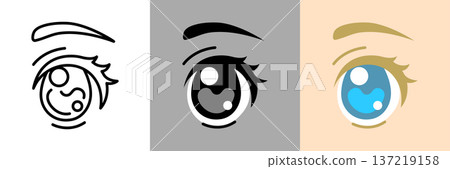 Beautiful girl anime eyes simple icon 137219158