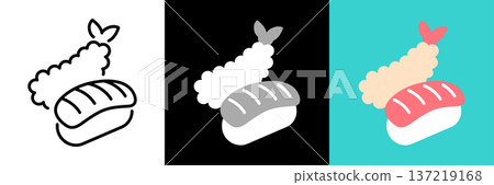 Sushi and tempura simple icons Sushi and tempura simple icons 137219168