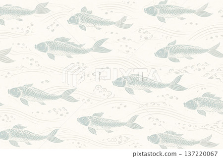 錦鯉圖案，淺色扁平日式圖案背景材質（橫向） 137220067