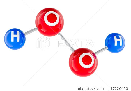Hydrogen peroxide H2O2 molecule model, 3D rendering Hydrogen peroxide H2O2 molecule model, 3D rendering 137220450