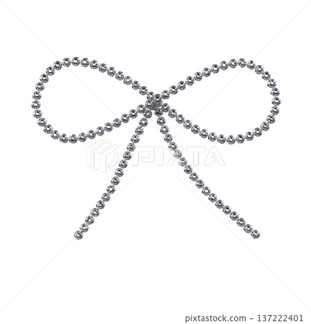 Y2K Chrome Metal 3D Ribbon Silver Bow Decorative Design Material 137222401