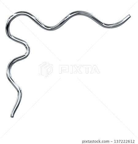 Y2K Chrome Metal 3D Wave Line Silver Gloss Snake Curve Decorative Material 137222612