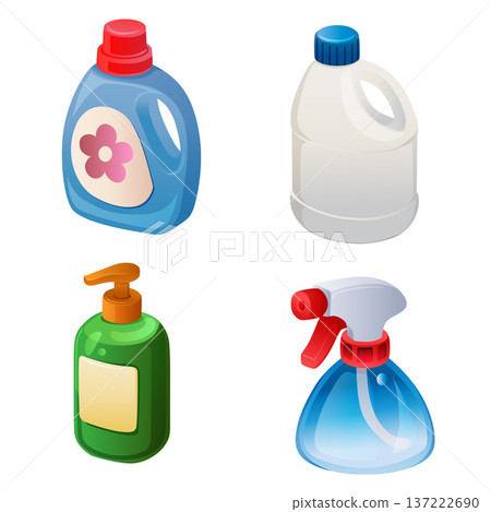 cleaning bottle product object icon set 137222690