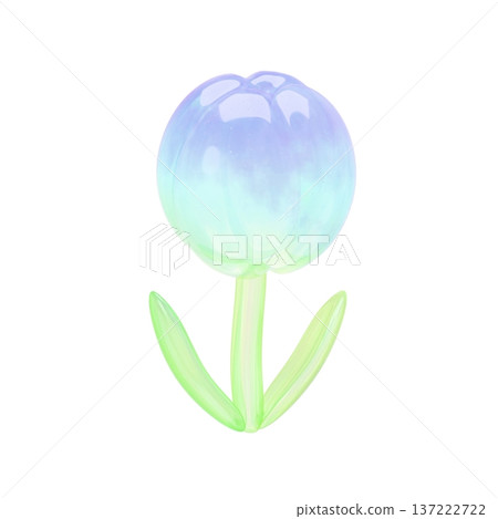 Dreamy and cute 3D glass tulips in pastel blue with a transparent, plump stem. Dreamy and cute 3D glass tulips in pastel blue with a transparent, plump stem. 137222722