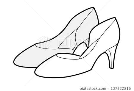 Kitten heel pump shoe women sketch pair. Closed toe dress shoe for office, dinner, everyday smart outfit. Technical Kitten heel pump shoe women sketch pair. Closed toe dress shoe for office, dinner, everyday smart outfit. Technical 137222816