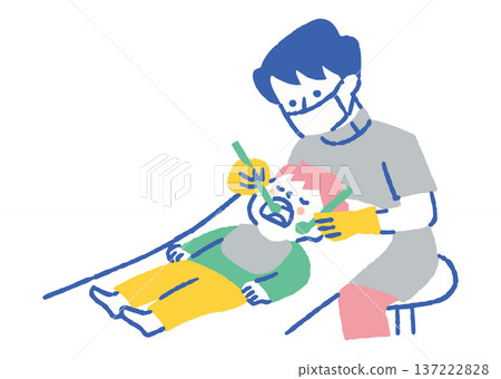 男孩在兒童牙科診所接受檢查_彩色 男孩在兒童牙科診所接受檢查_彩色 137222828