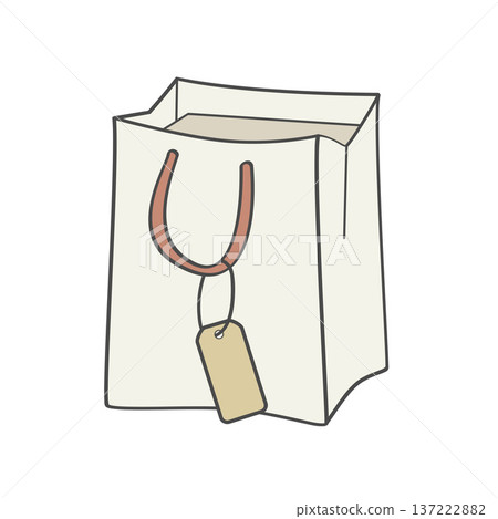 paper shopping bag with handle and blank tag. Retail and packaging concept 137222882