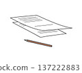 two sheets of paper and a pencil. Documents and writing concept 137222883