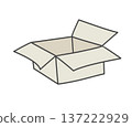 open cardboard box with flaps. Packaging object on white background. 137222929