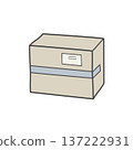 closed cardboard box with tape and label. Shipping and packaging object 137222931