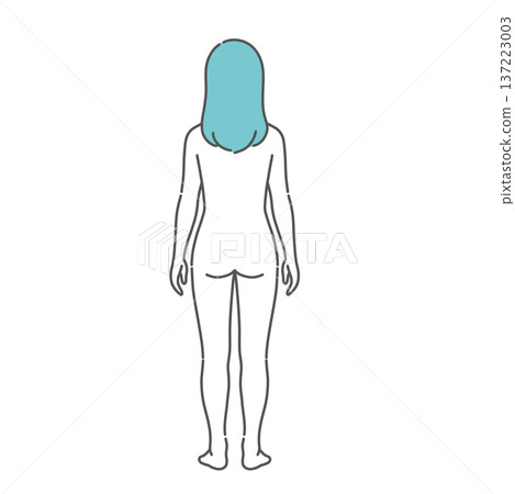 Illustration of a female body figure/full-body model (back view) 137223003