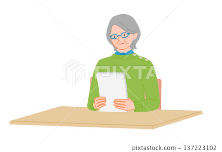 Senior woman holding documents together Japanese elderly people preparing before submission Senior woman holding documents together Japanese elderly people preparing before submission 137223102