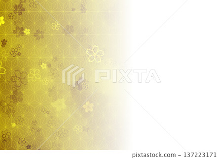 Dark yellow hemp leaf and cherry blossom gradient background 137223171