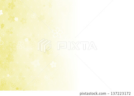 黃色麻葉和櫻花漸變背景 137223172