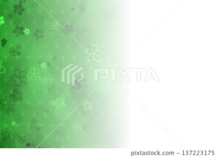 Green hemp leaf and cherry blossom gradient background 137223175