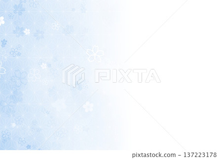 Light blue hemp leaf and cherry blossom gradient background 137223178