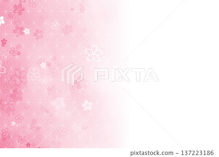 Vivid pink hemp leaf and cherry blossom gradient background 137223186