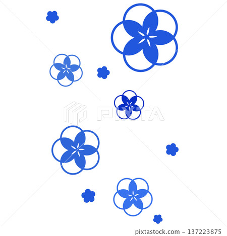 A simple illustration of many flowers in dark blue 137223875