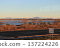 Mount Tsukuba at dusk as seen from the observation deck at Roadside Station Kazowatarase 137224226