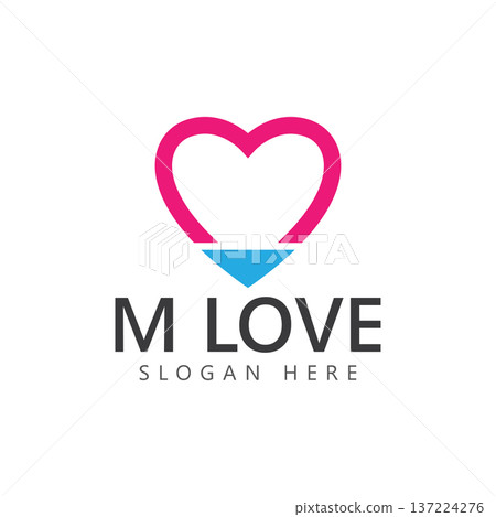 letter m with love heart logo design letter m with love heart logo design 137224276